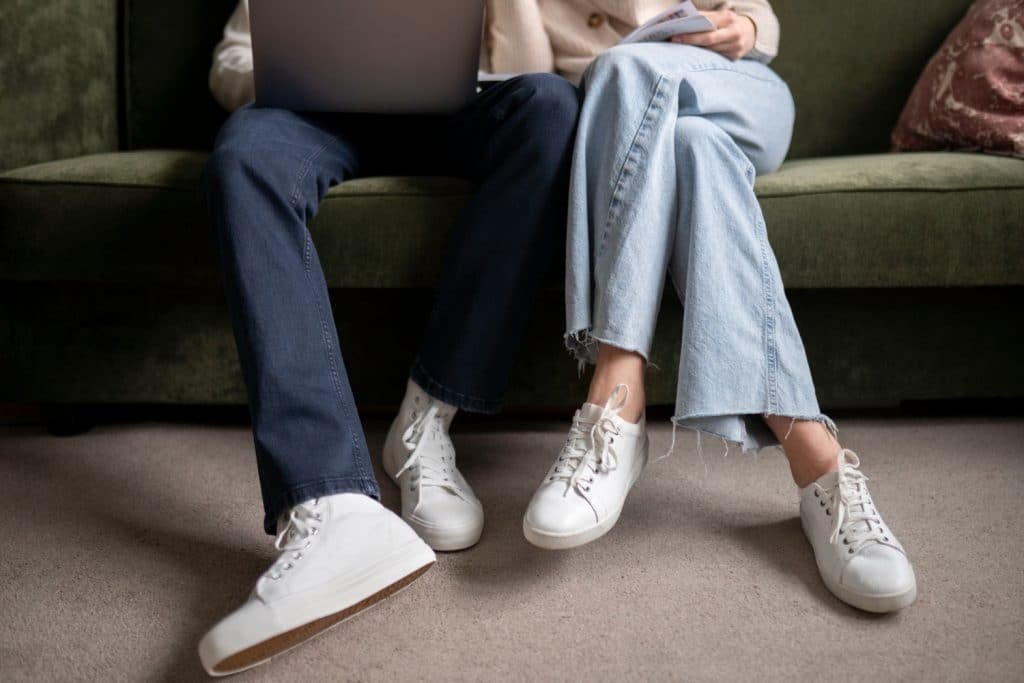 White Sneakers with Tailored Office Wear